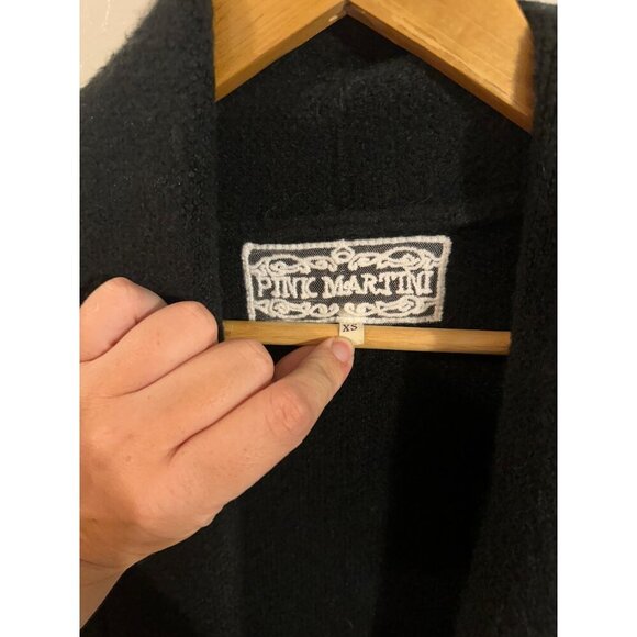 Pink Martini  Black Wool Long Sleeved Open Stockport Cardigan - Picture 8 of 11